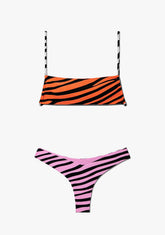 D.franklin Fiji Top Zebra Orange + Fiji Bottom Zebra Pink Bikini