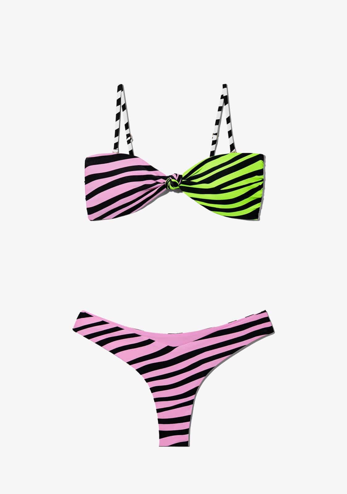 D.franklin Maui Top Zebra Pink / Lime + Fiji Bottom Zebra Pink Bikini