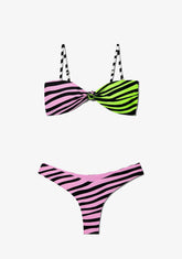 D.franklin Maui Top Zebra Pink / Lime + Fiji Bottom Zebra Pink Bikini