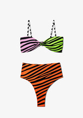 D.franklin Maui Top Zebra Pink / Lime + Maui Bottom Zebra Orange Bikini