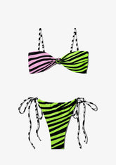 D.franklin Maui Top Zebra Pink / Lime + Samoa Bottom Zebra Lime Bikini