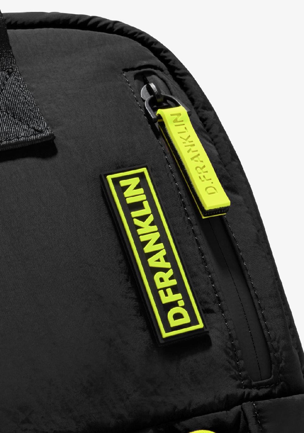 D.franklin Multi-Pocket Nylon Backpack Black + Custom Set Lime