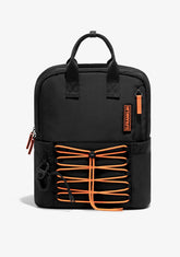 D.franklin Multi-Pocket Nylon Backpack Black + Custom Set Orange