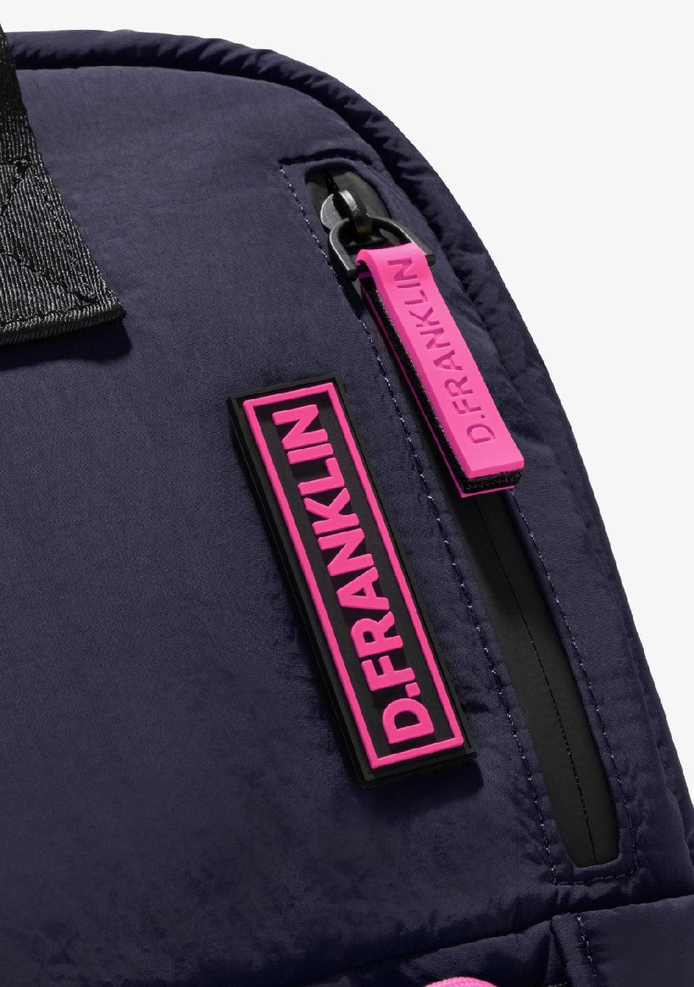 D.franklin Multi-Pocket Nylon Backpack Navy + Custom Set Fuchsia