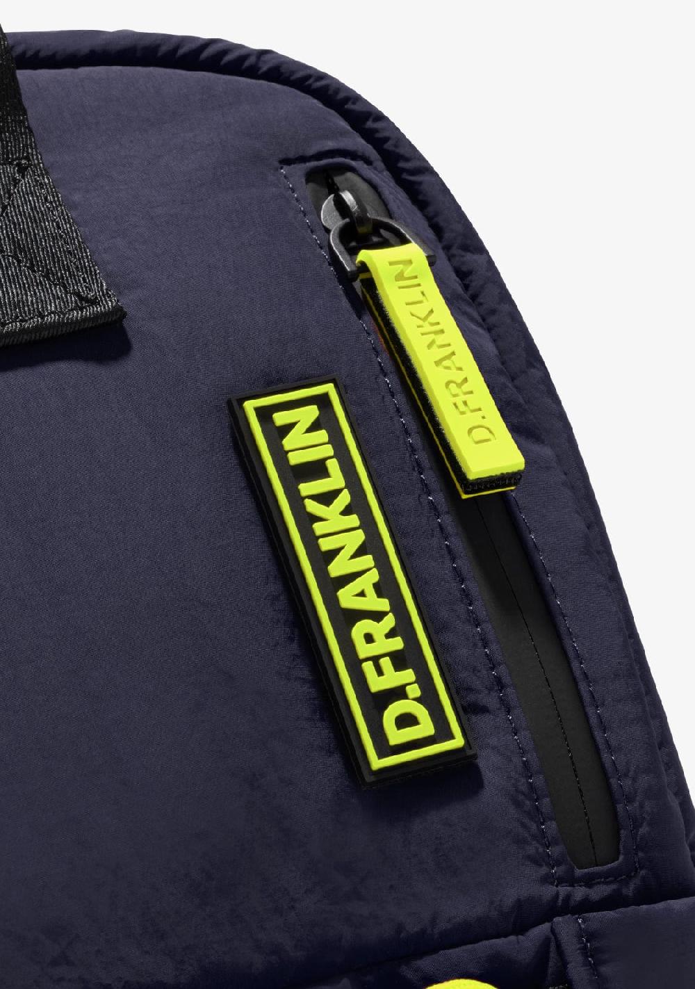D.franklin Multi-Pocket Nylon Backpack Navy + Custom Set Lime
