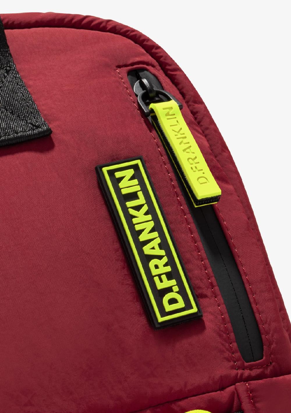D.franklin Multi-Pocket Nylon Backpack Red + Custom Set Lime