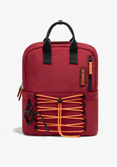D.franklin Multi-Pocket Nylon Backpack Red + Custom Set Orange