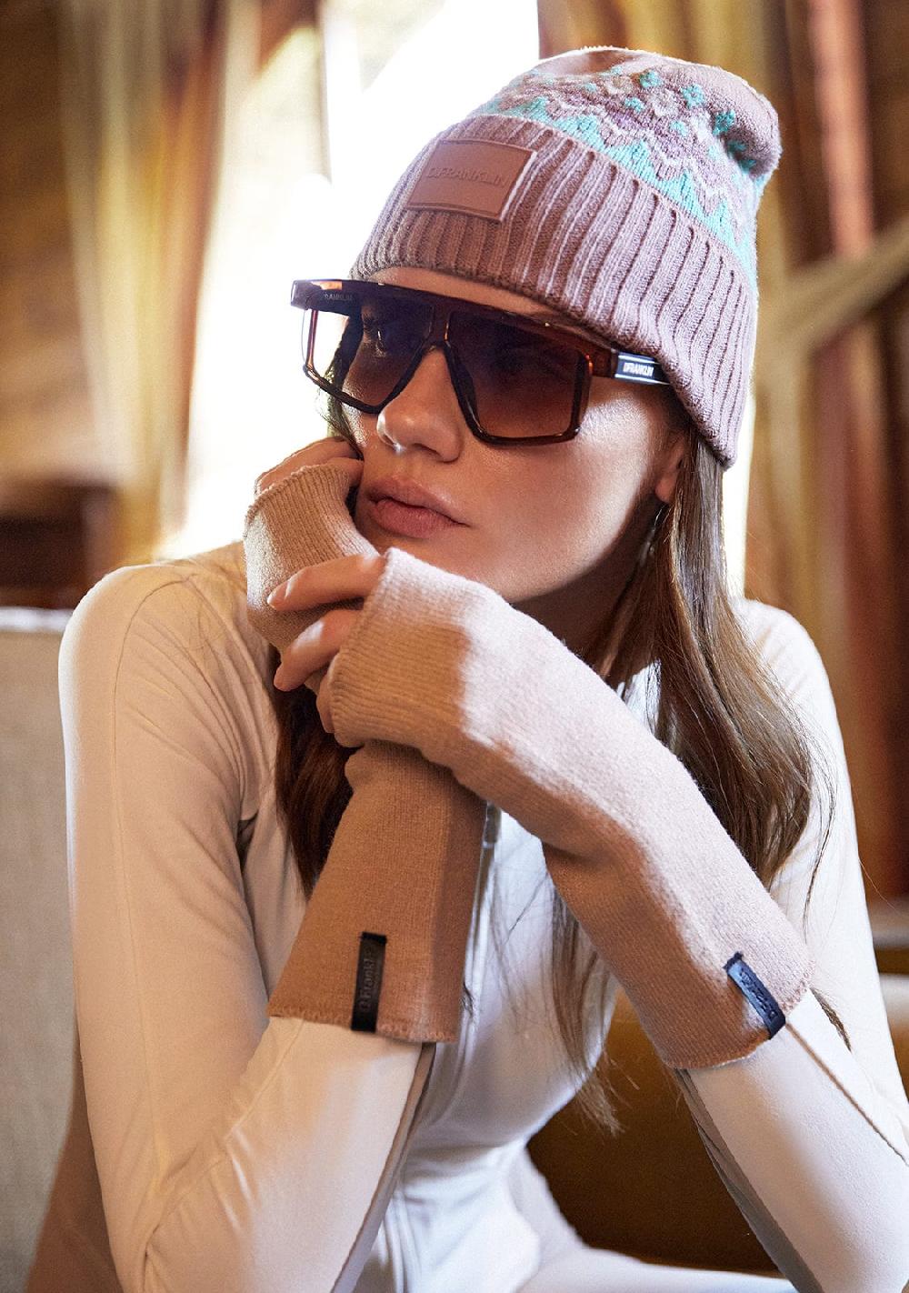 D.franklin Nordic TRK Knitted Fingerless Gloves Khaki