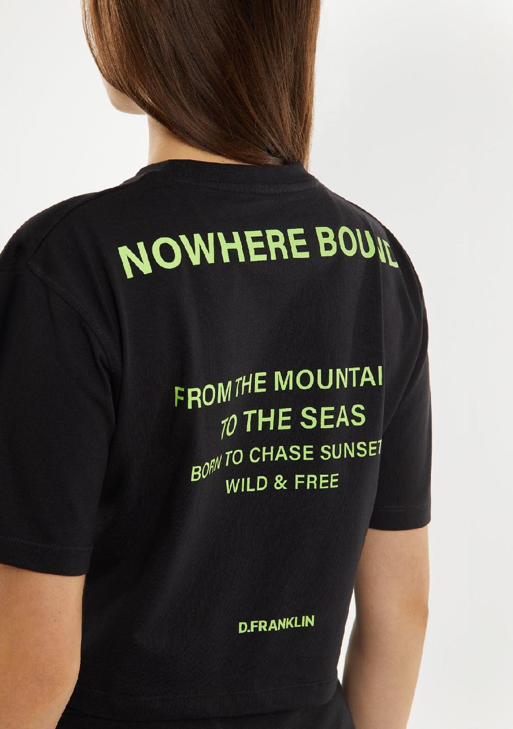 D.franklin Nowhere Bound Cropped T-Shirt Black / Lime