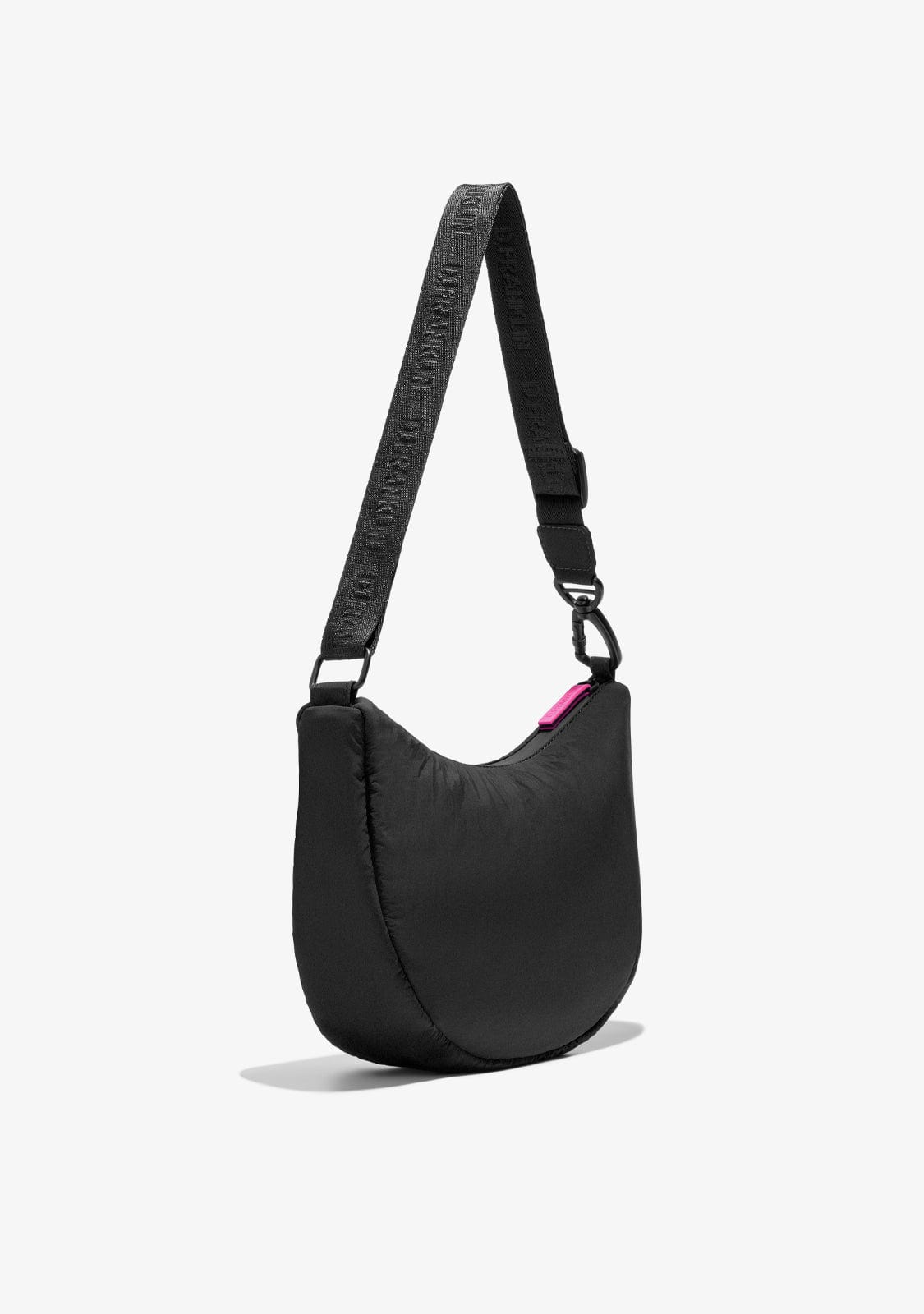 D.franklin Round Nylon Crossbody Bag Black + Custom Set Fuchsia