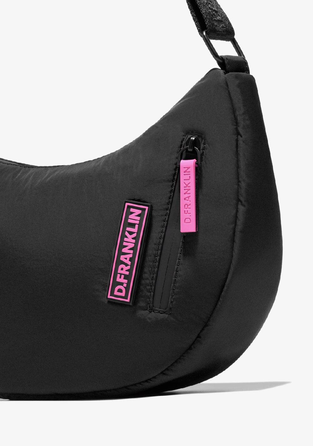 D.franklin Round Nylon Crossbody Bag Black + Custom Set Fuchsia