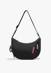 D.franklin Round Nylon Crossbody Bag Black + Custom Set Fuchsia