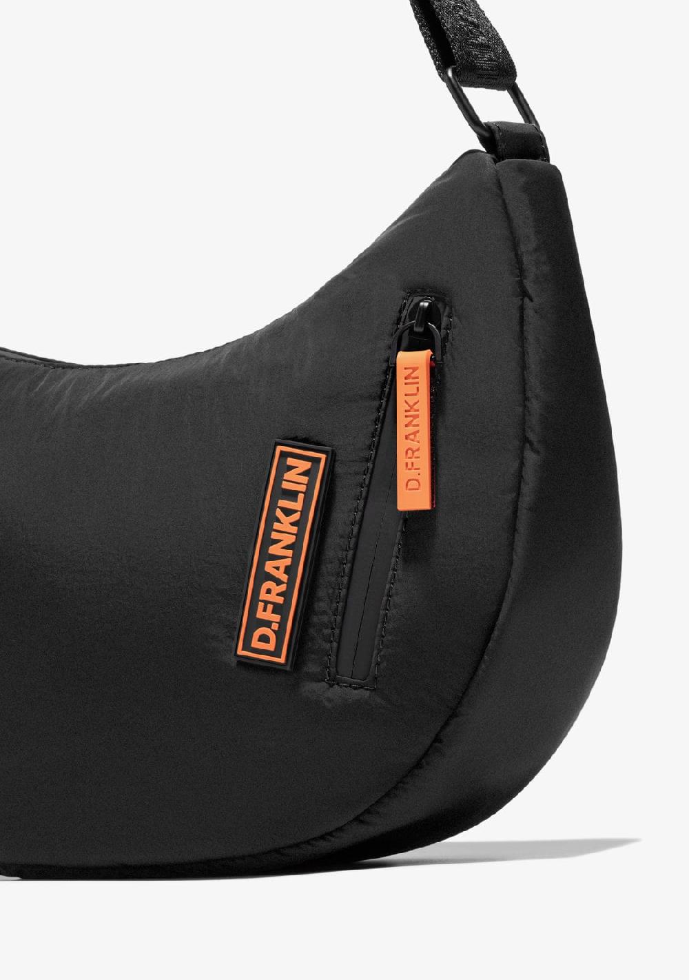 D.franklin Round Nylon Crossbody Bag Black + Custom Set Orange