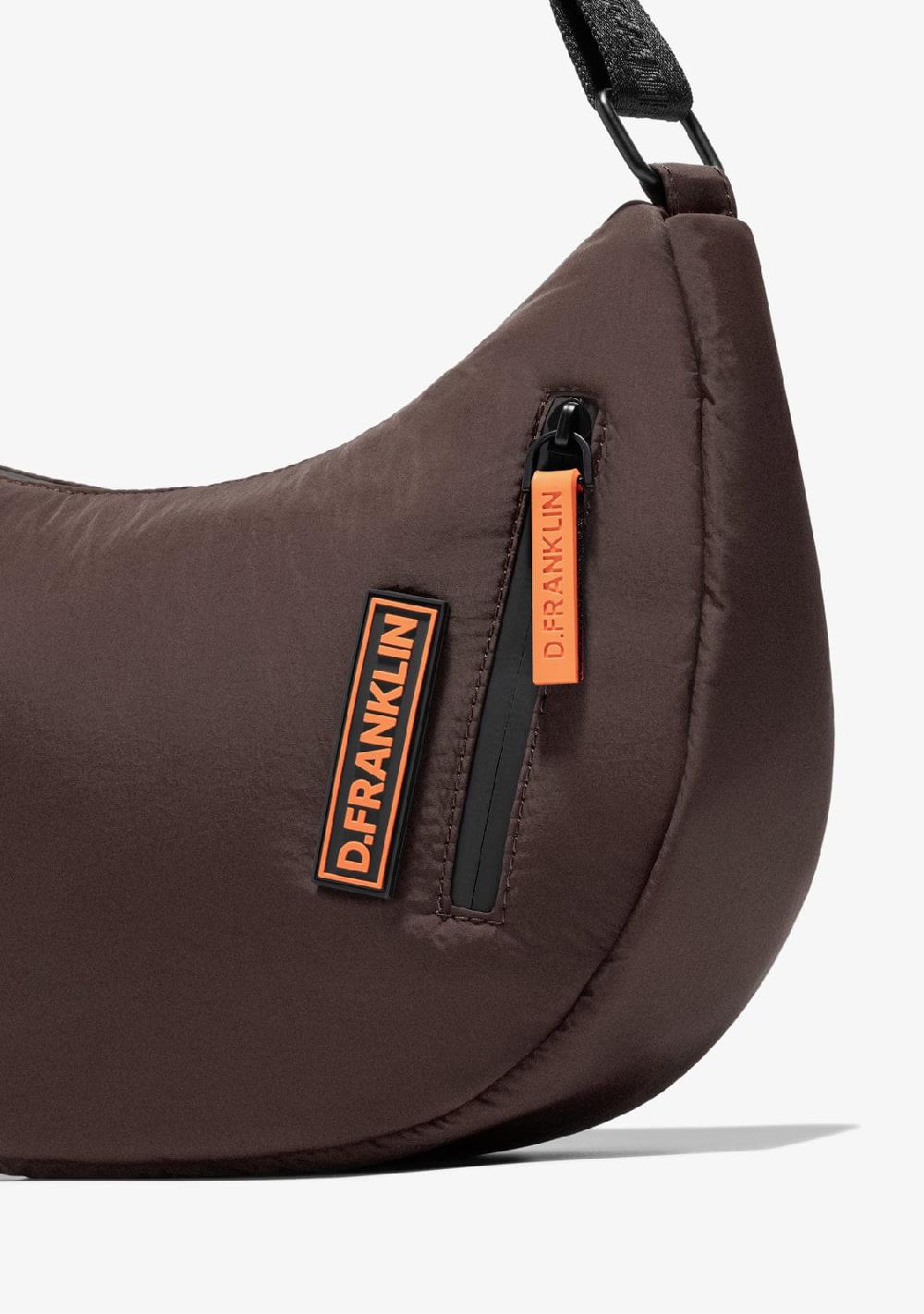 D.franklin Round Nylon Crossbody Bag Brown + Custom Set Orange