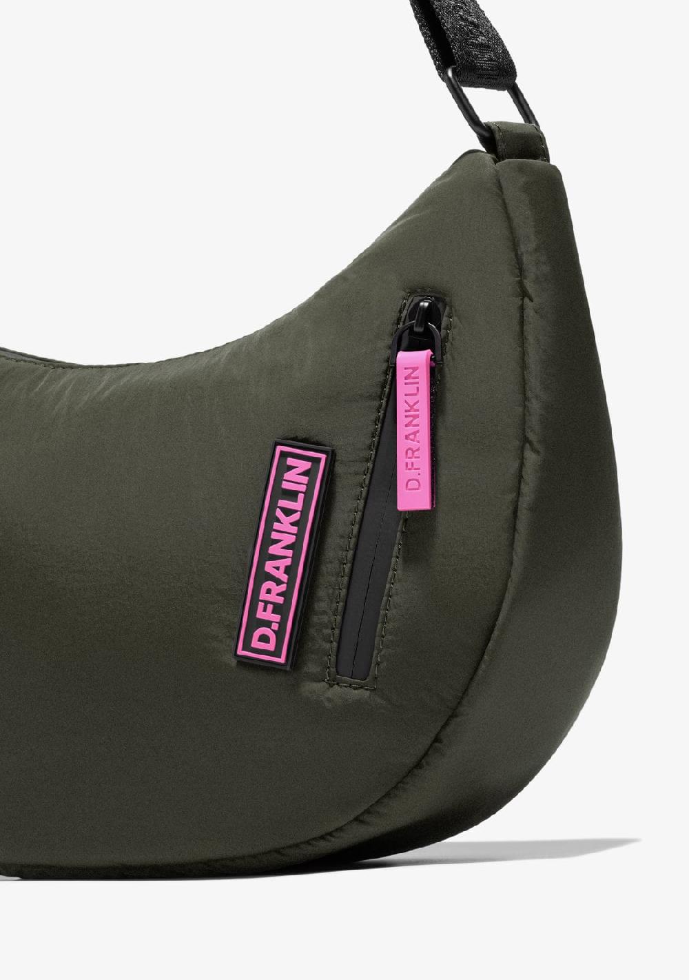 D.franklin Round Nylon Crossbody Bag Green + Custom Set Fuchsia