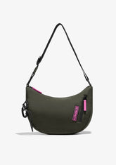 D.franklin Round Nylon Crossbody Bag Green + Custom Set Fuchsia