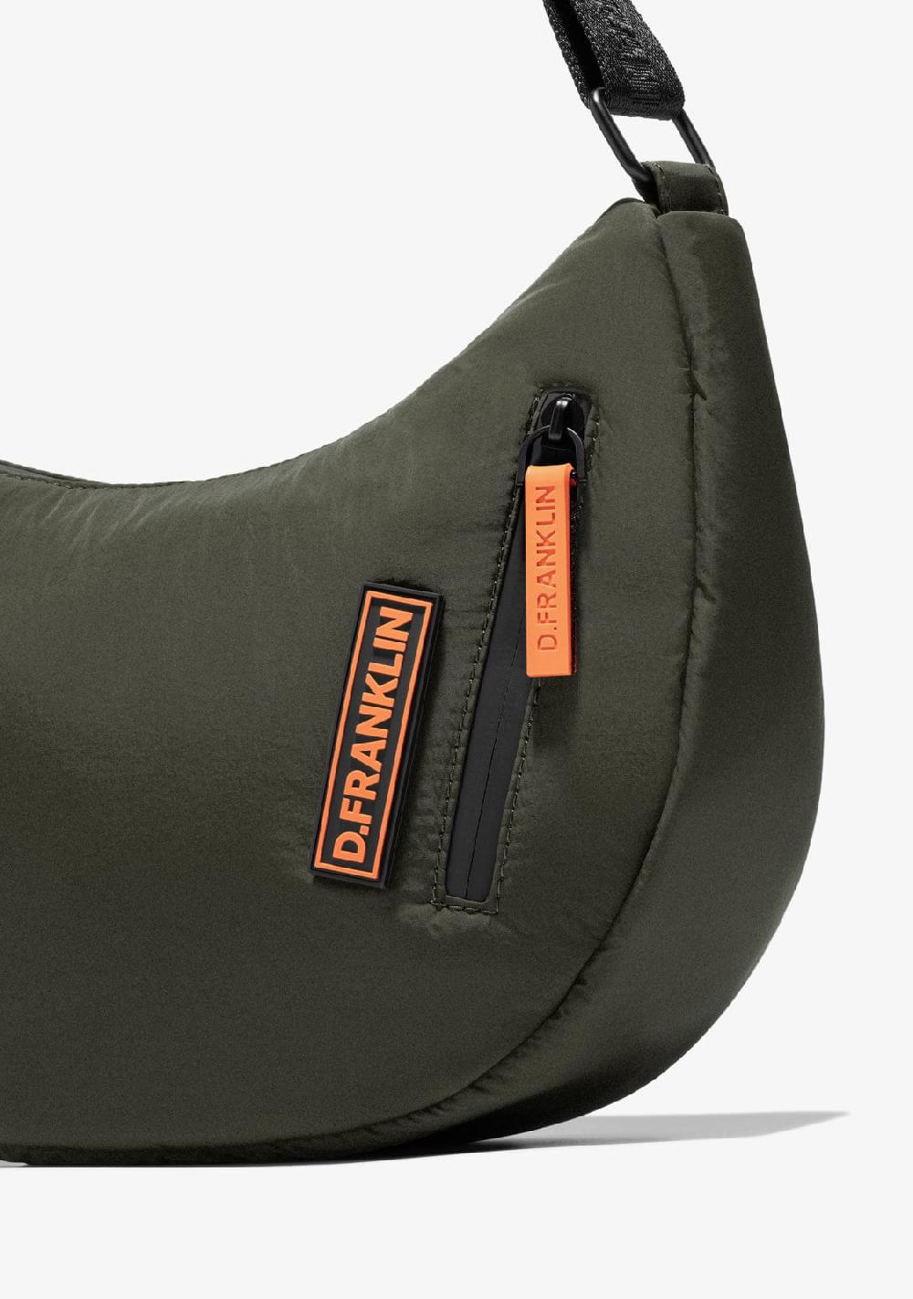 D.franklin Round Nylon Crossbody Bag Green + Custom Set Orange