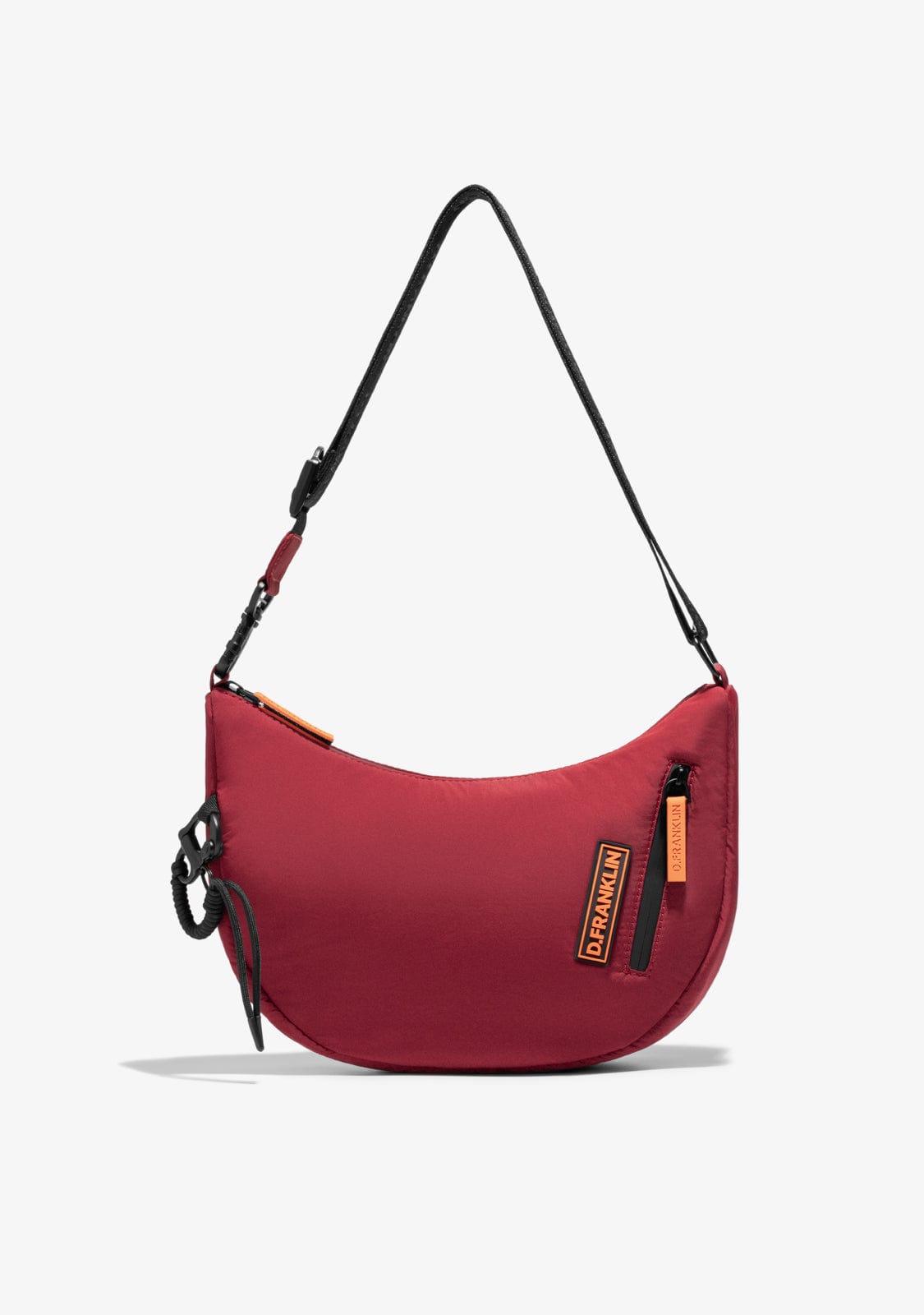 D.franklin Round Nylon Crossbody Bag Red + Custom Set Orange