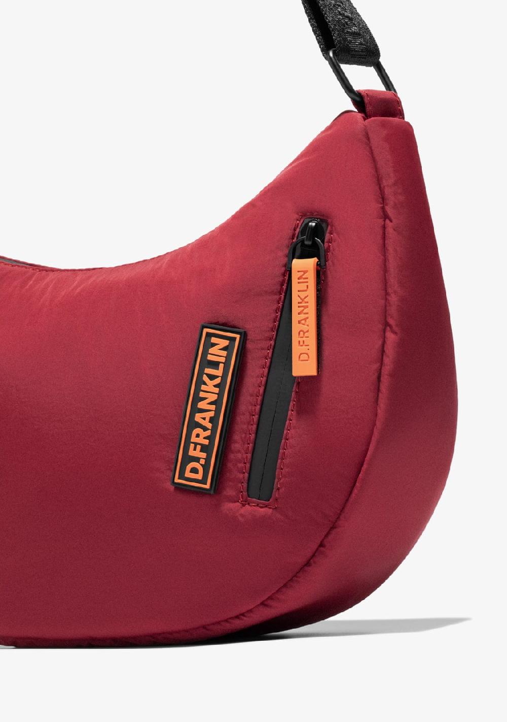 D.franklin Round Nylon Crossbody Bag Red + Custom Set Orange