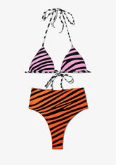 D.franklin Samoa Top Zebra Pink + Maui Bottom Zebra Orange Bikini