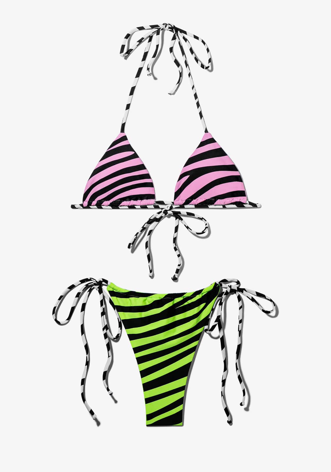 D.franklin Samoa Top Zebra Pink + Samoa Bottom Zebra Lime Bikini