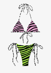 D.franklin Samoa Top Zebra Pink + Samoa Bottom Zebra Lime Bikini