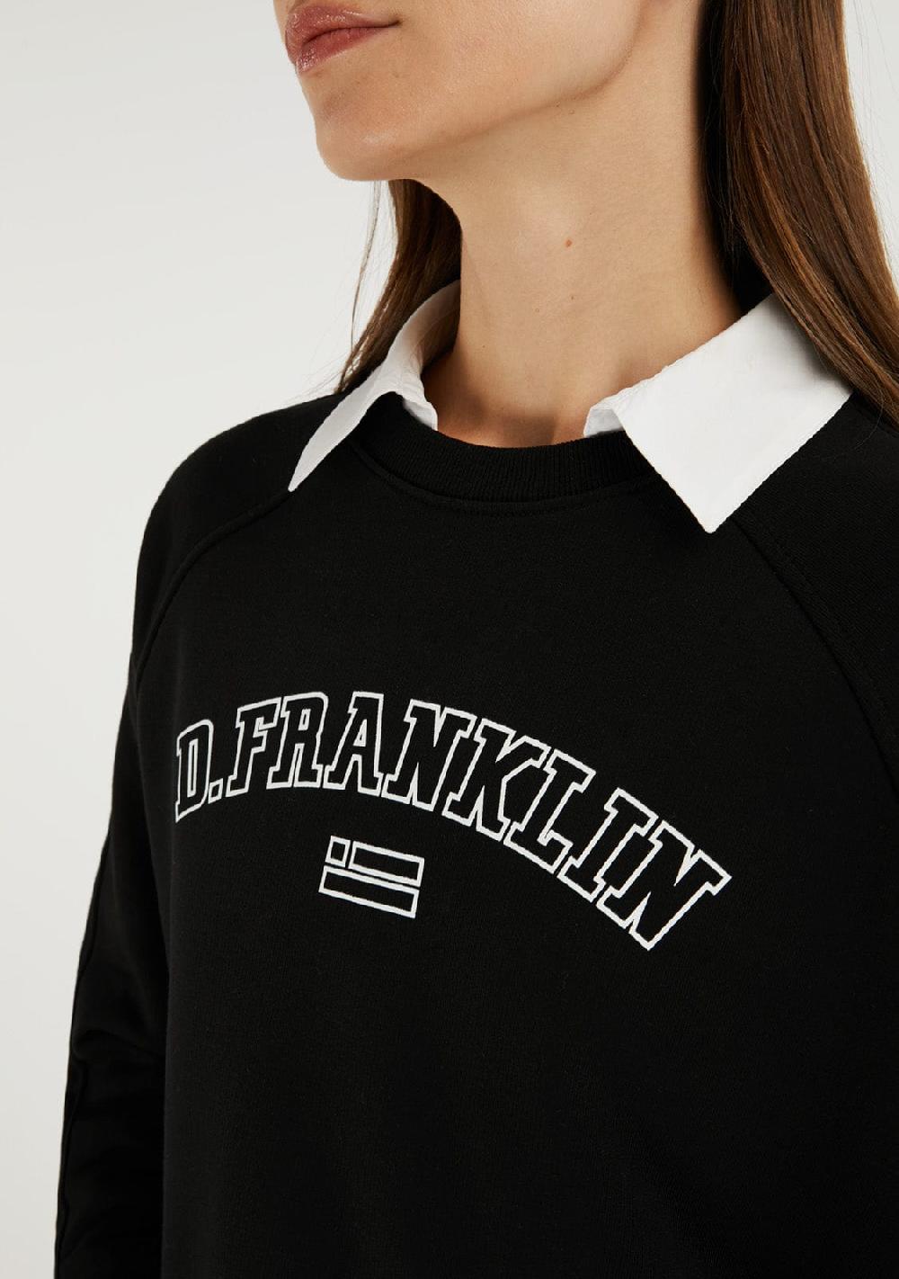 D.franklin Varsity Oversized Crew Neck Sweatshirt Black / White