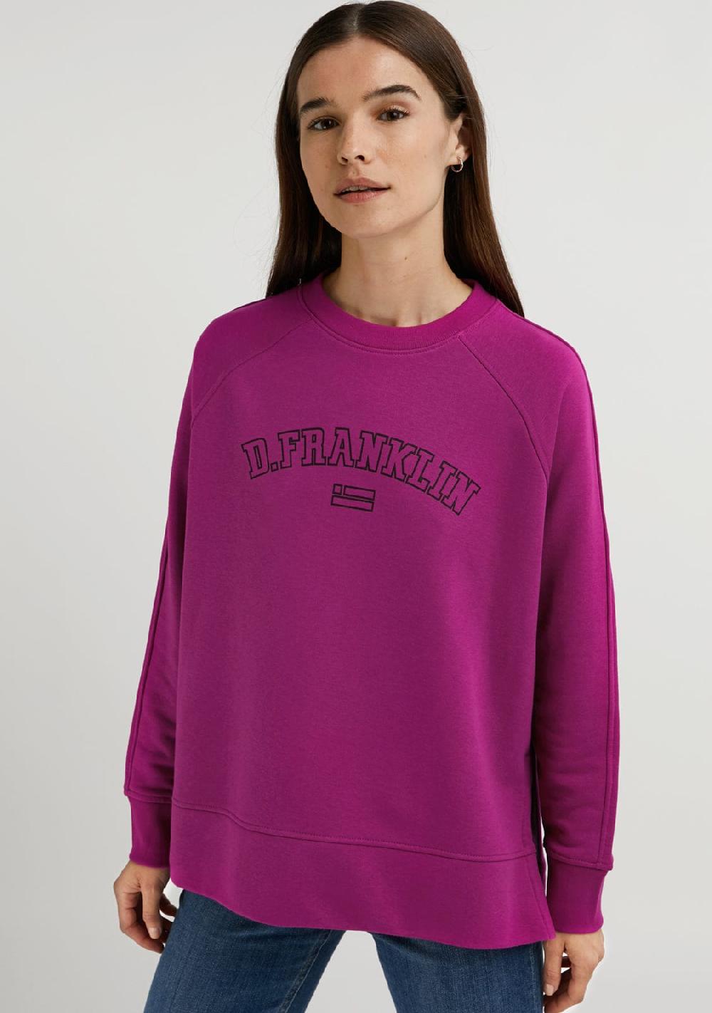 D.franklin Varsity Oversized Crew Neck Sweatshirt Orchid / Black