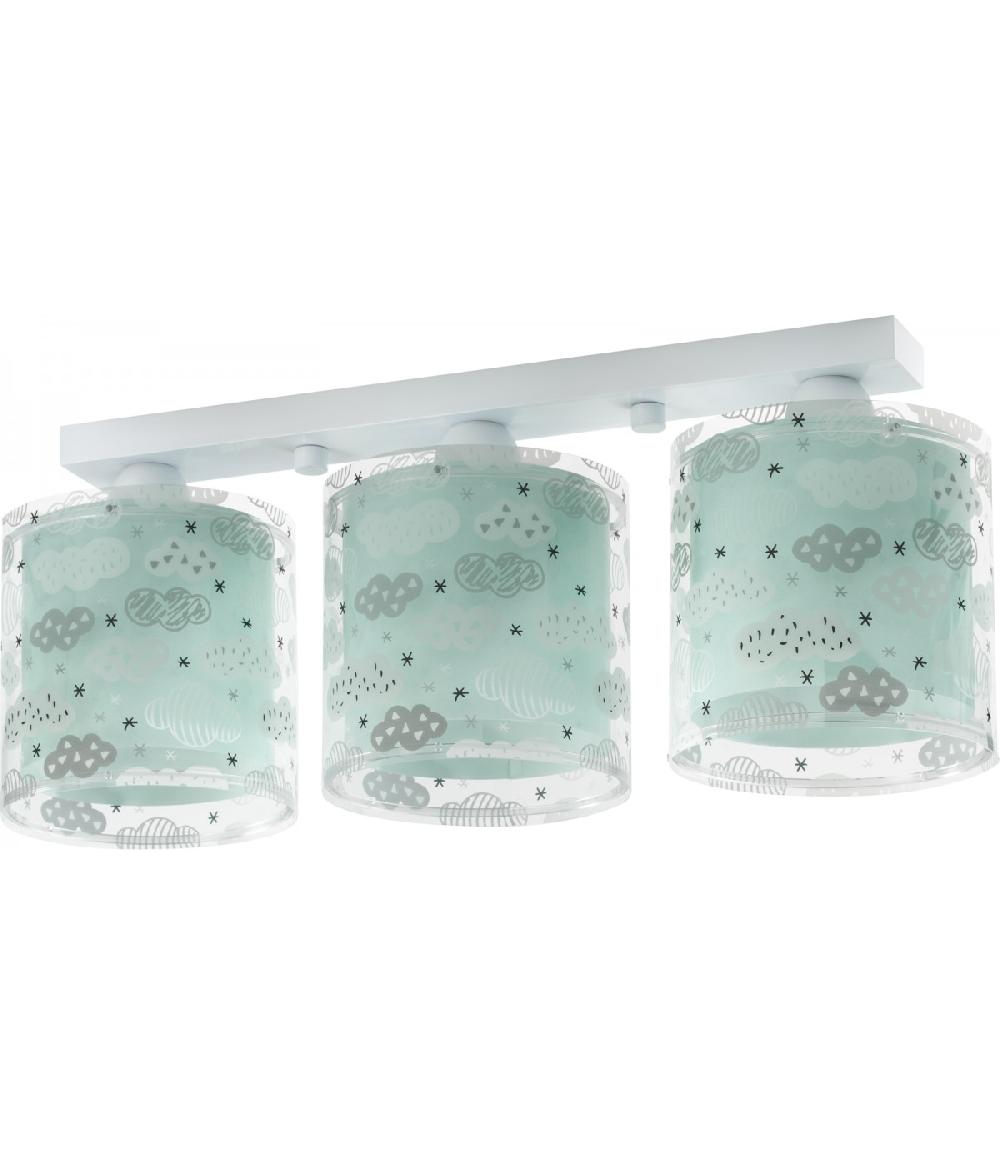 Dalber Plafón De Techo 3 Luces Infantil Moonlight Luna Y Estrellas Verde