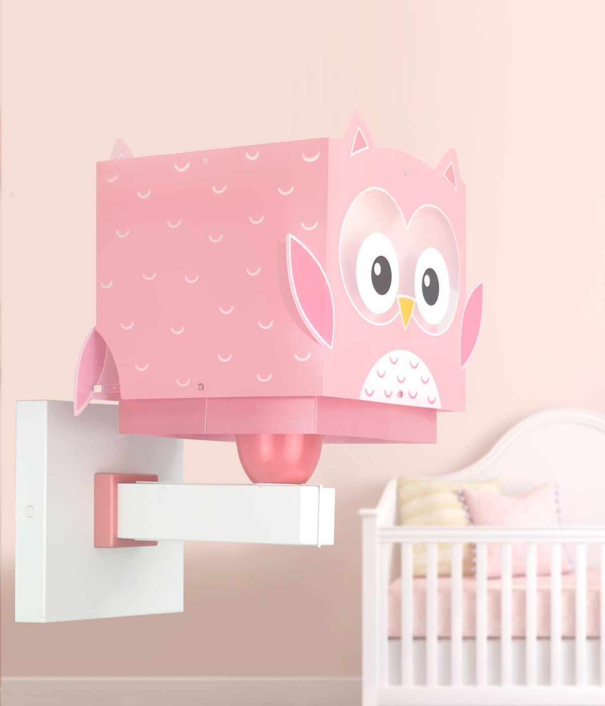 Dansi Aplique de pared infantil Little Pink Owl Búho Rosa