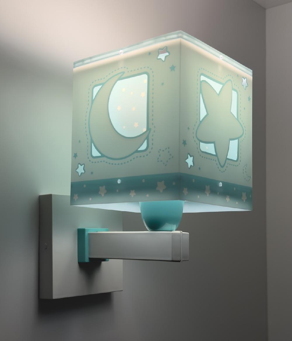 Dansi Aplique de pared infantil Moonlight Luna y Estrellas verde