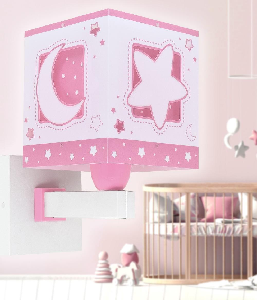 Dansi Aplique de pared infantil Moonlight Luna y Estrellas rosa