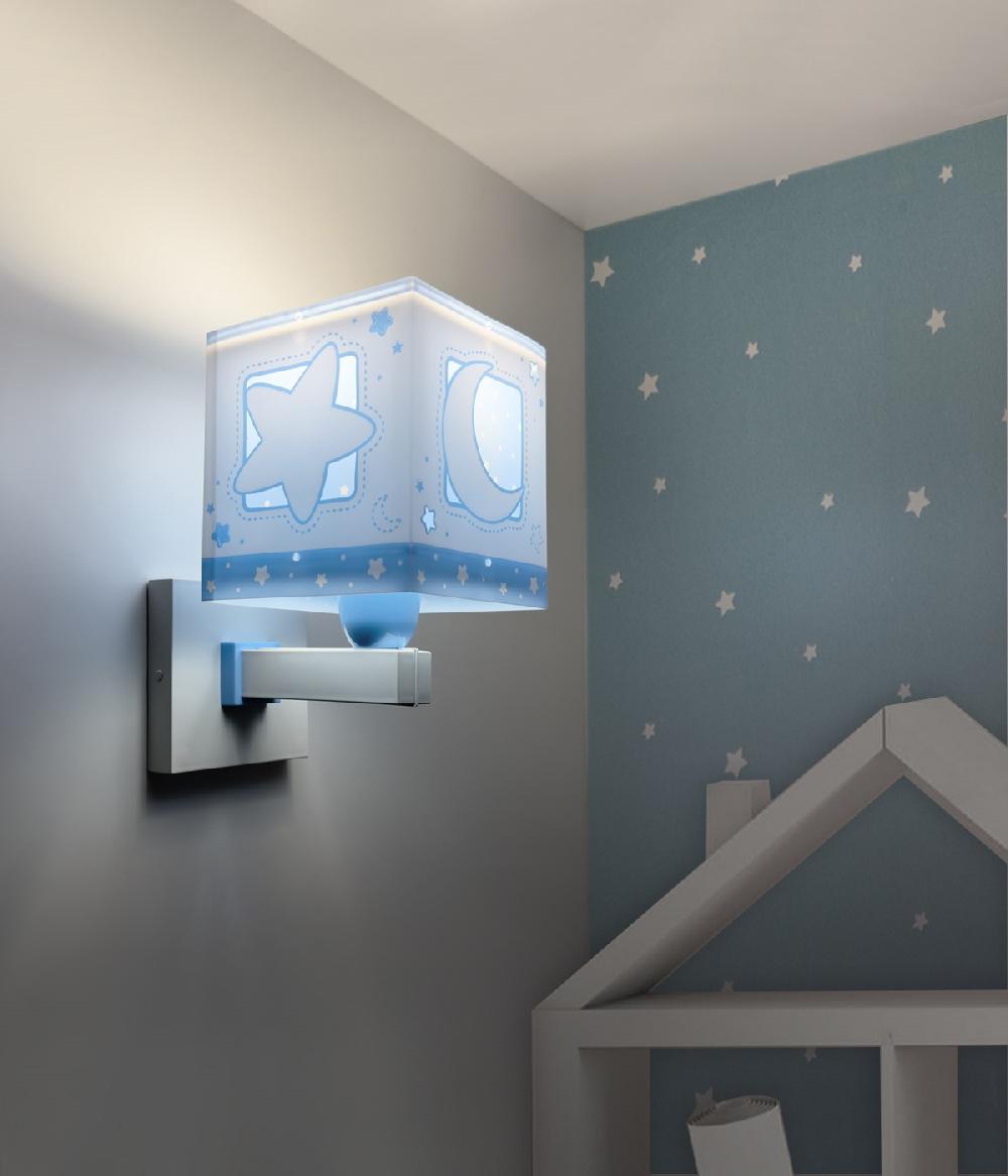 Dansi Aplique de pared infantil Moonlight Luna y Estrellas azul