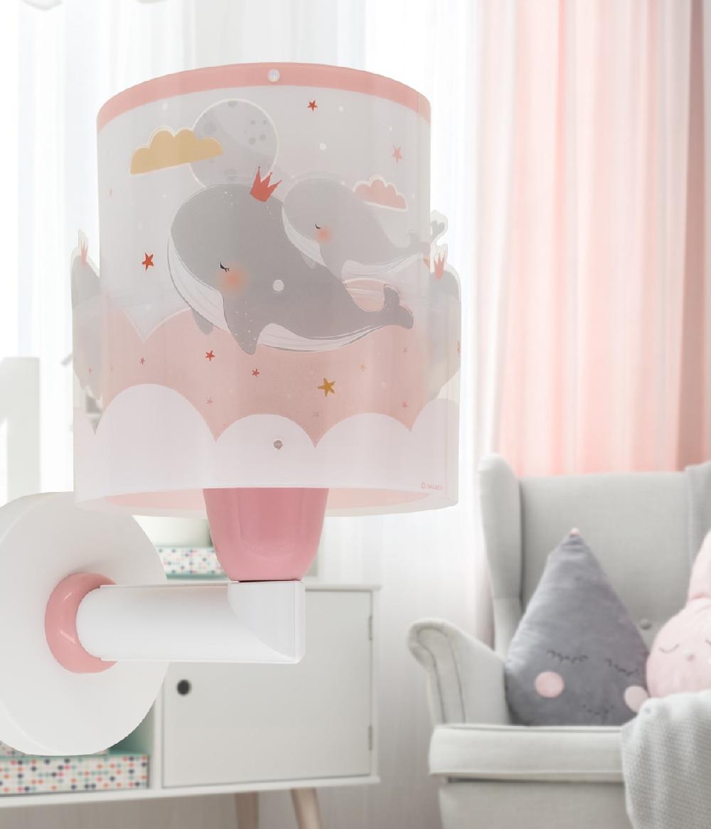 Dansi Aplique de pared infantil Whale Dreams Ballenas rosa