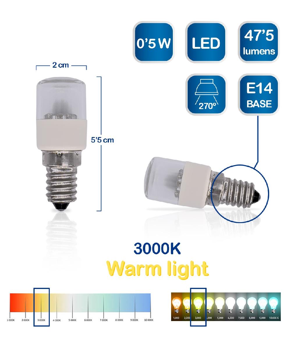 Dansi Bombilla LED E14 0 5W 2800k Cálida - Luz Noche / Guía