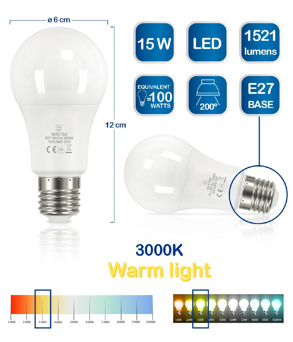 Dansi Bombilla LED E27 15W 3000k Cálida