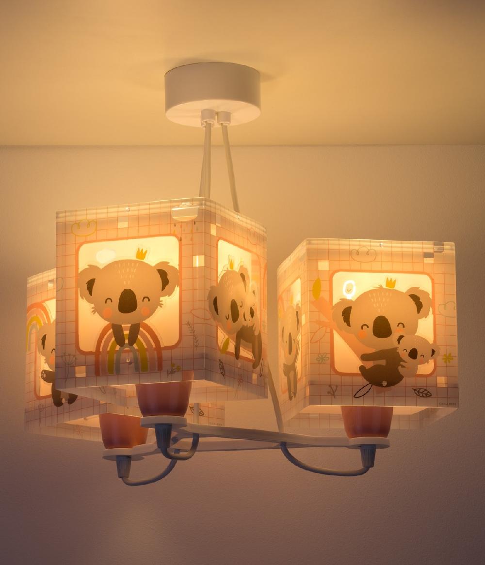 Dansi Lámpara De Techo 3 Luces Infantil Koala Rosa