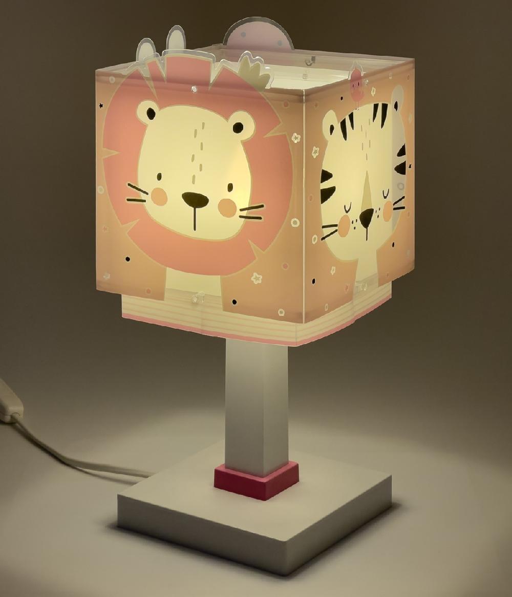 Dansi Lámpara De Mesa Infantil Baby Jungle Animales Bosque Rosa
