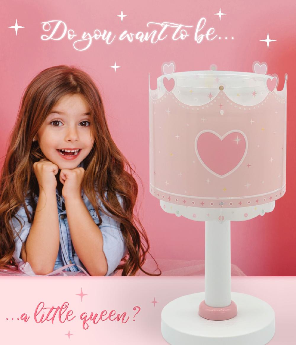 Dansi Lámpara de mesa infantil Little Queen corona y corazones