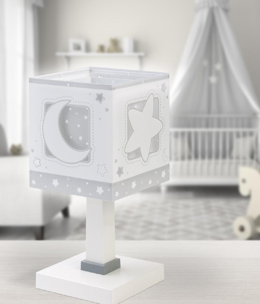 Dansi Lámpara de mesa infantil Moonlight Luna y Estrellas gris