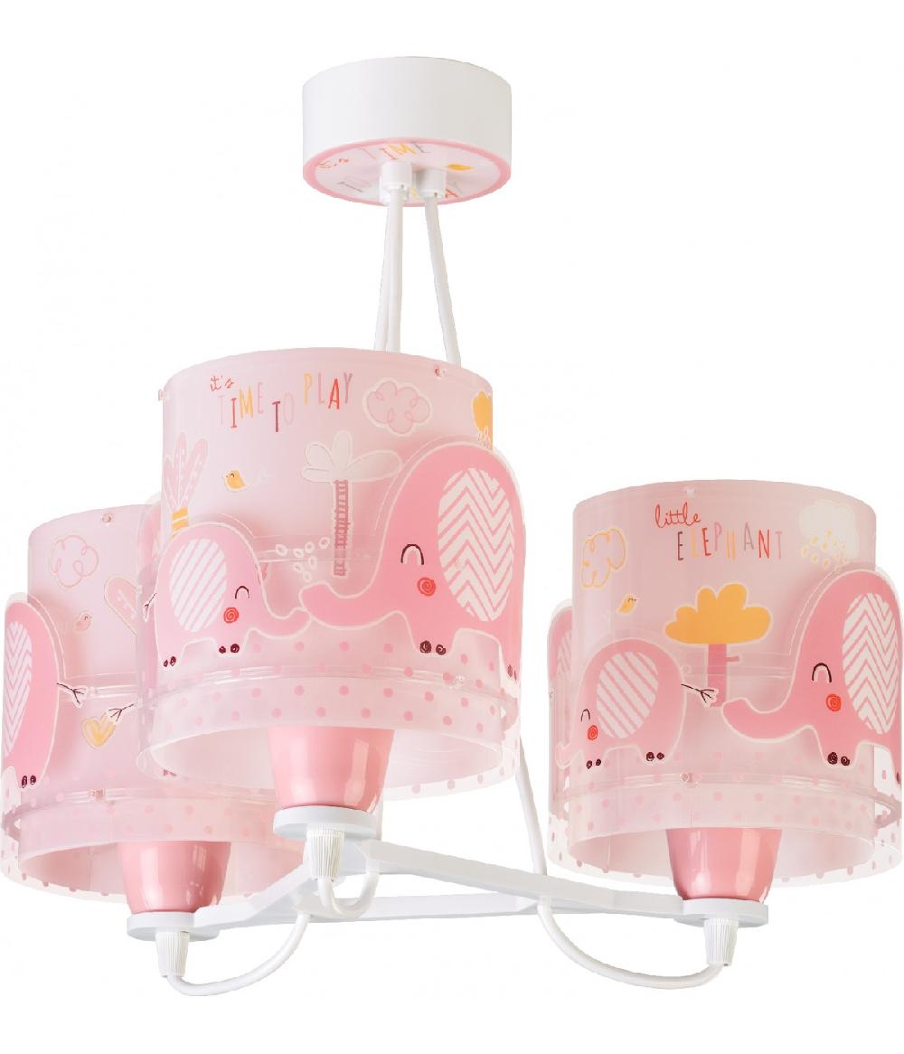 Dansi Lámpara de techo 3 Luces infantil Little Elephant Elefante rosa