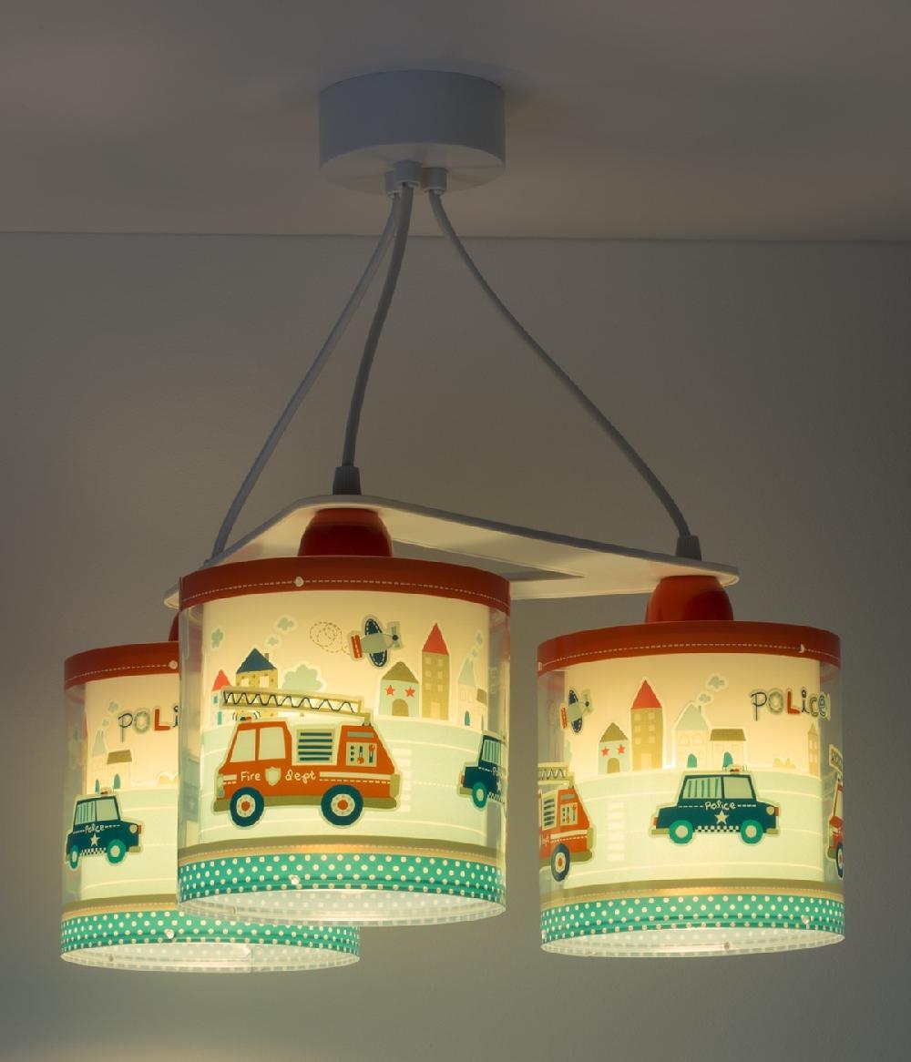 Dansi Lámpara De Techo 3 Luces Infantil Policia Y Bomberos