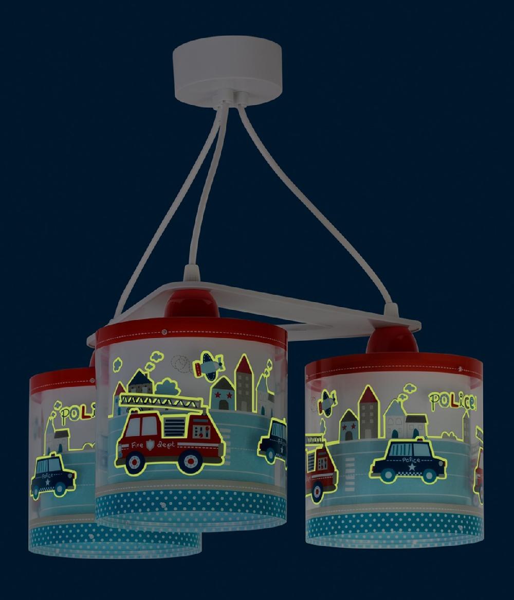 Dansi Lámpara De Techo 3 Luces Infantil Policia Y Bomberos