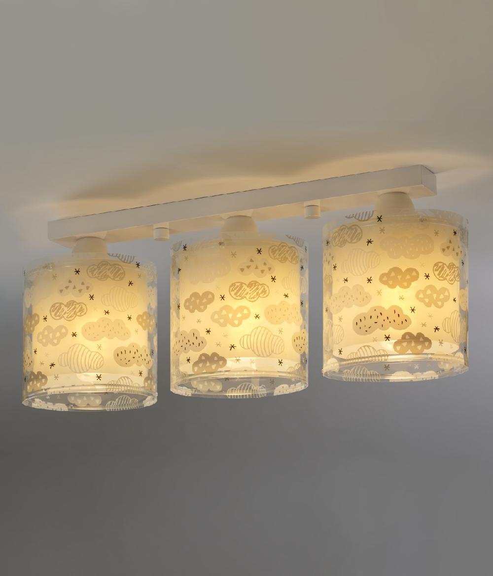 Dansi Plafón de techo 3 luces infantil Clouds Nube gris