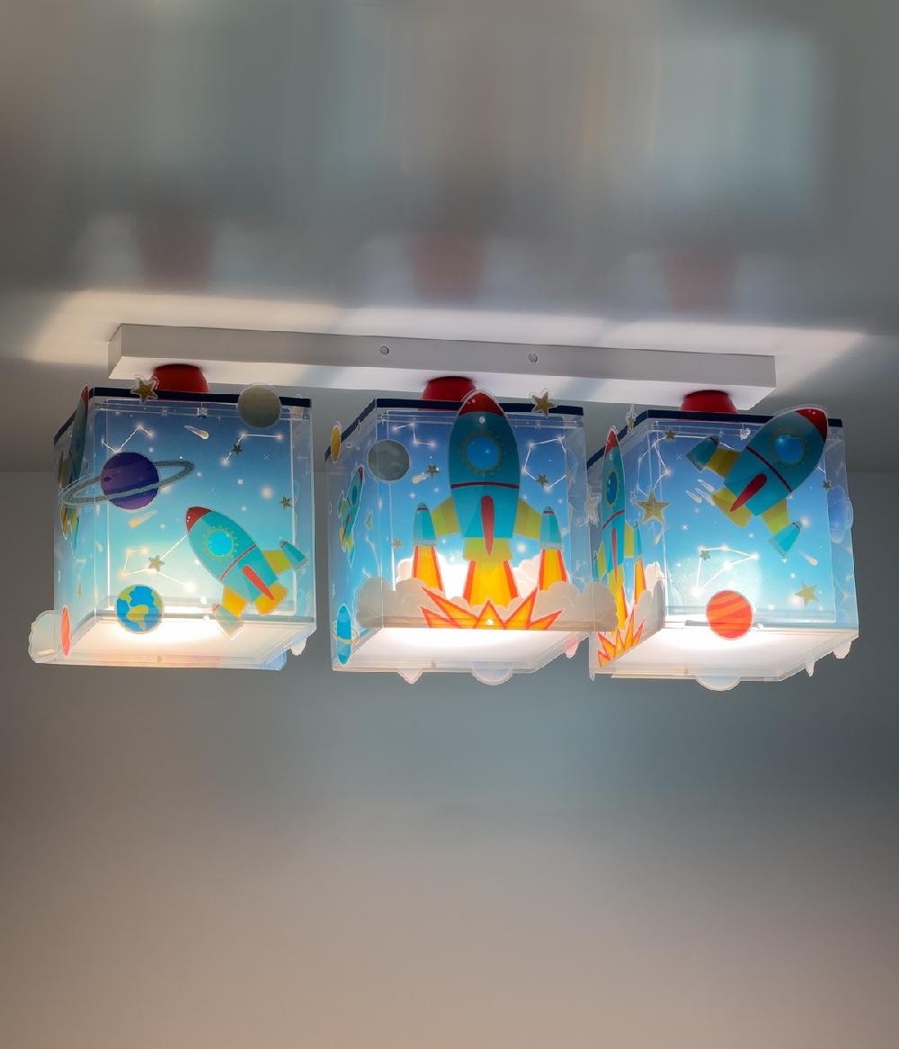 Dansi Plafón De Techo 3 Luces Infantil Cohete Rocket