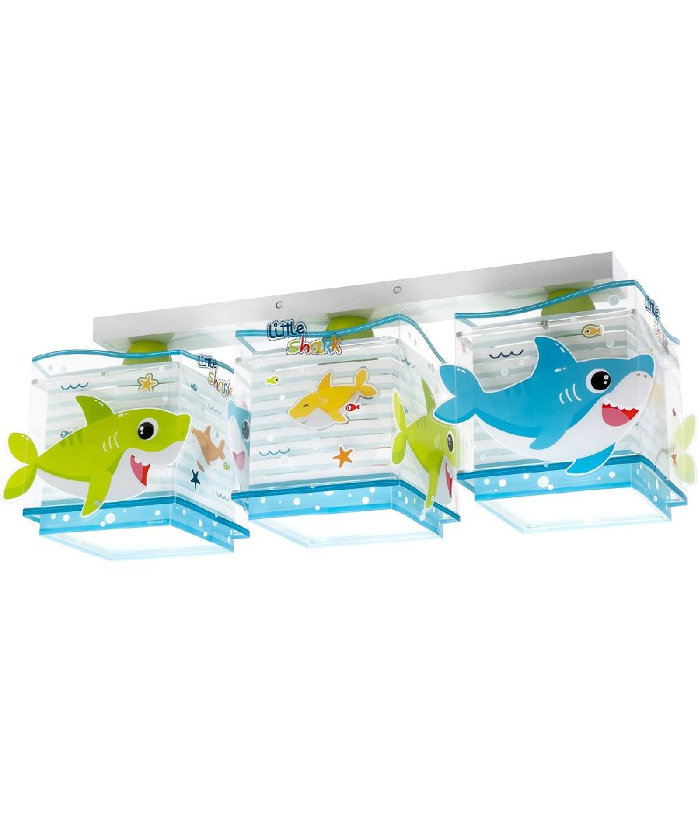 Dansi Plafón De Techo 3 Luces Infantil Little Shark Pequeño Tiburón