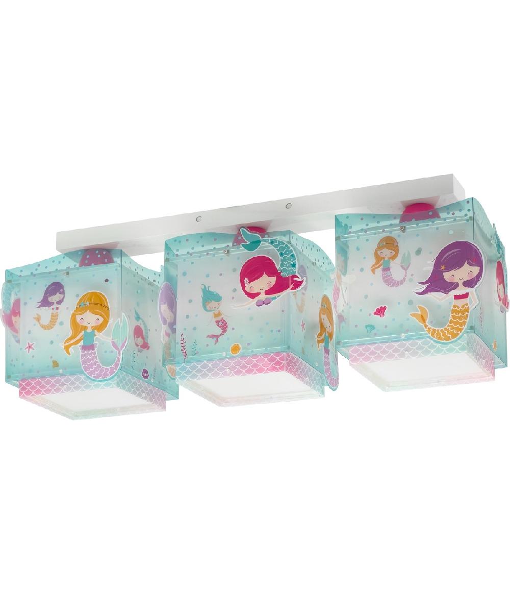 Dansi Plafón De Techo 3 Luces Infantil Mermaids Sirenas