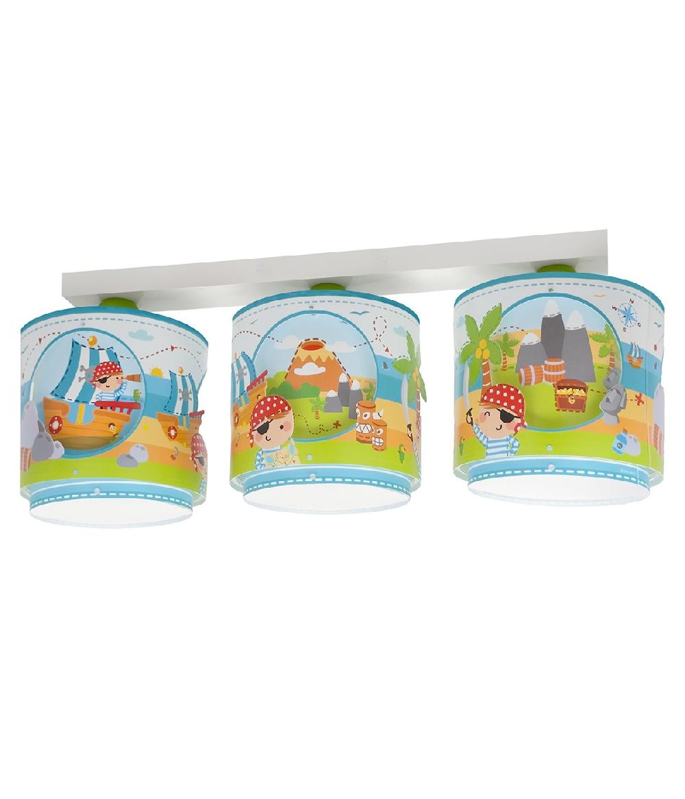 Dansi Plafón De Techo Infantil 3 Luces Pirate Island Isla Pirata