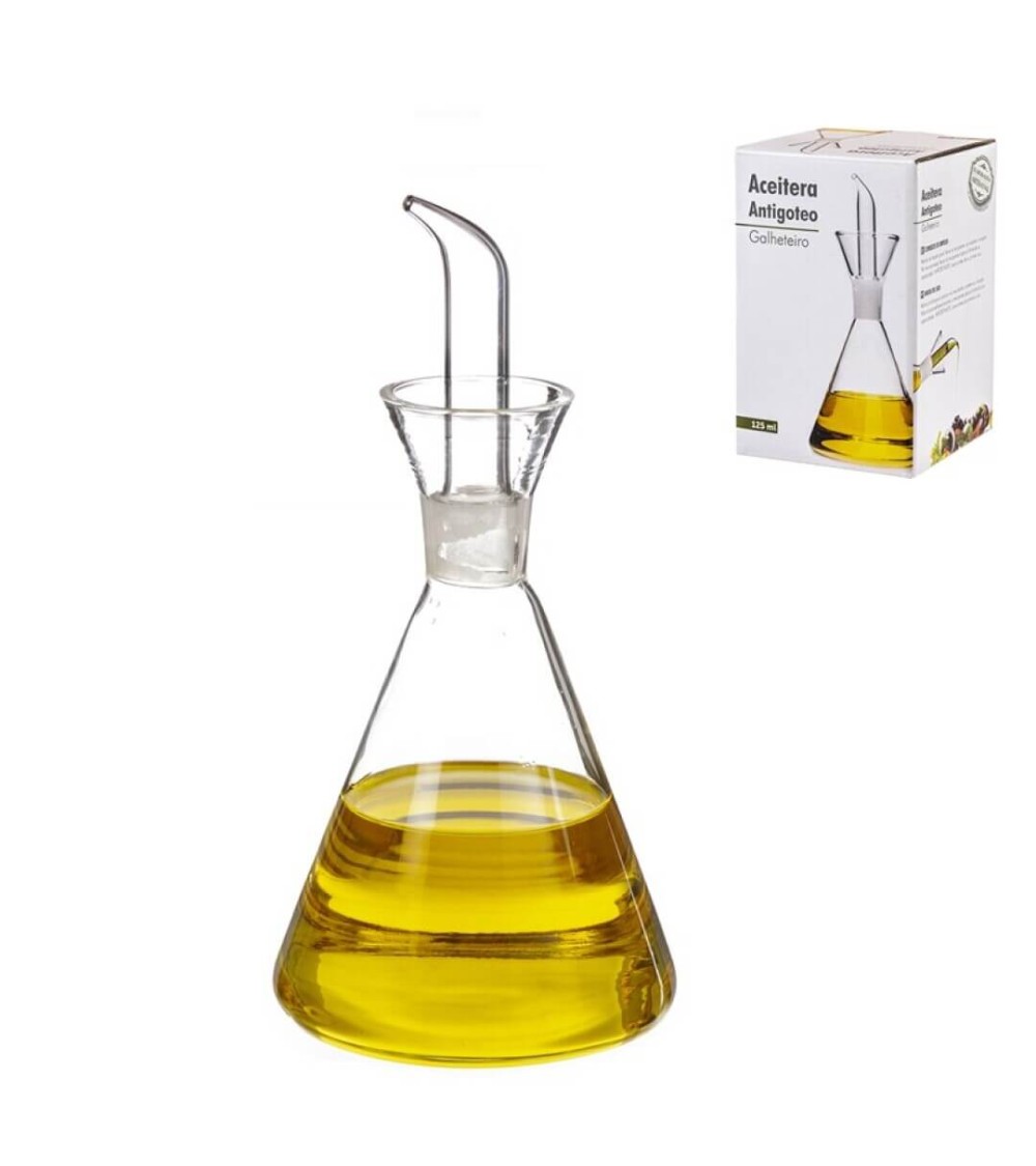 Dcasa Aceitera antigoteo cristal clasicos para mesa de cocina de 125 cc