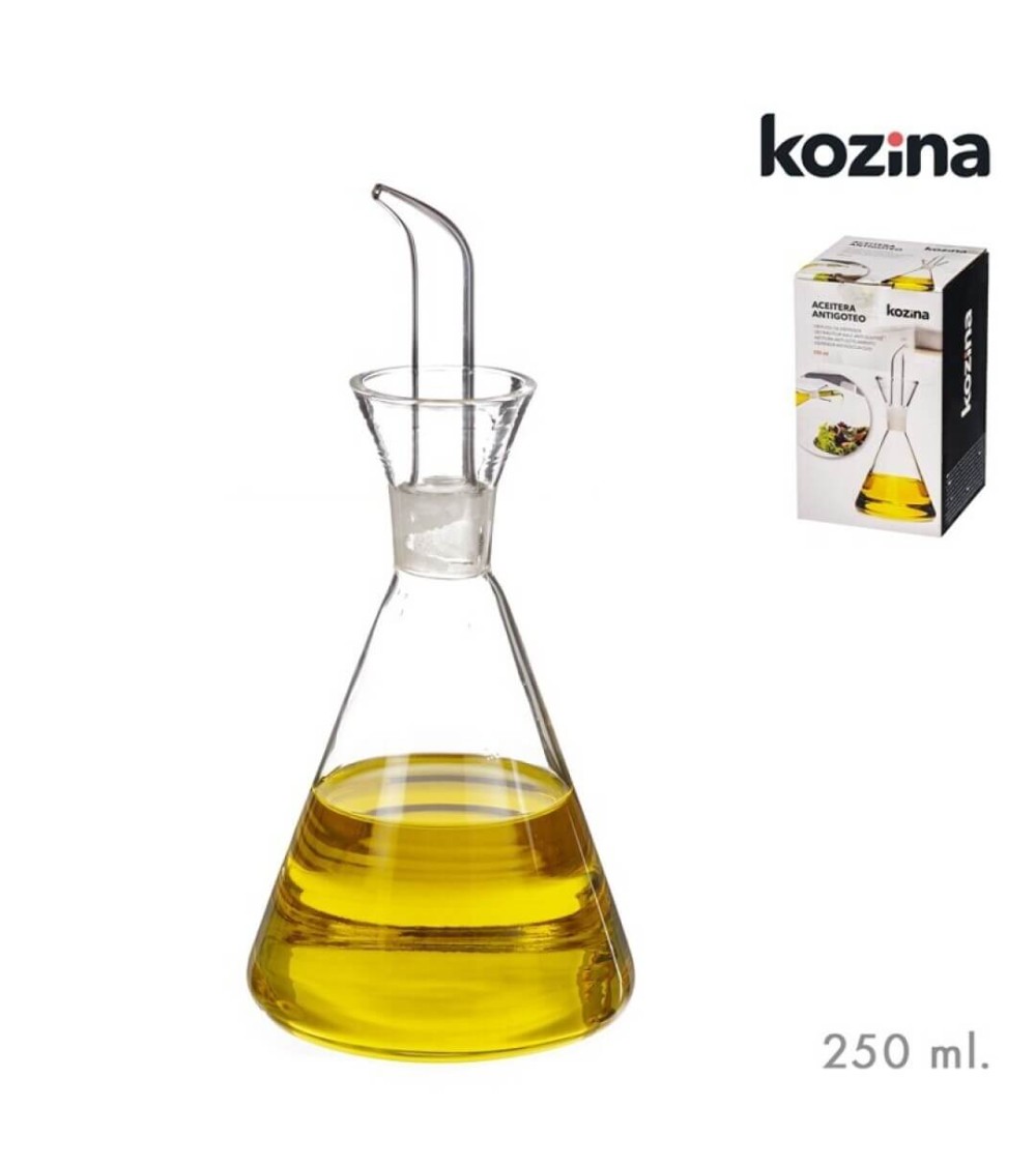 Dcasa Aceitera antigoteo cristal clasicos para mesa de cocina de 250 cc